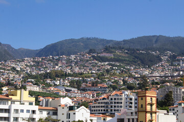 Fototapeta premium Beautiful view of the city on a summer day. Top view. Funchal. Madeira. Portugal.