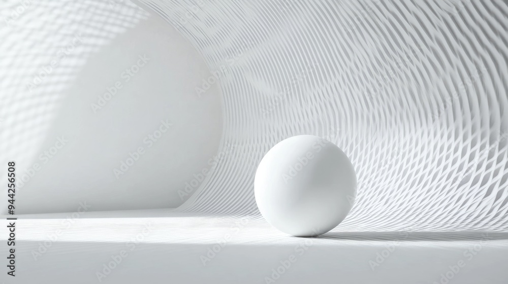 Poster abstract white geometric hemisphere on a clean background minimalist geometry design with empty spac
