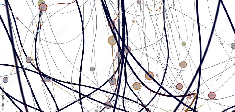 Fototapete Abstract digital connection dots and lines. Technology background. Network connection structure. Plexus effect. 3d