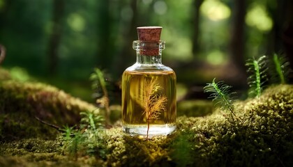 spikenard essential oil in an ornate glass bottle