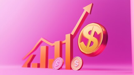 A visual concept of economic recession, with downward-trending graphs, falling currency values, and a somber tone, 3D illustration