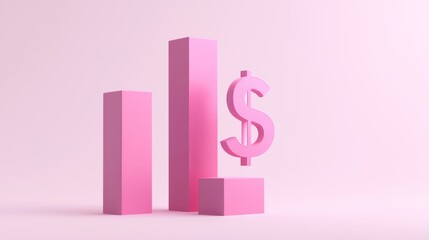 Capital raising strategy, abstract financial graphs and dollar symbols, 3D illustration