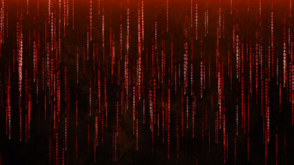Binary code with numbers moving on the screen. Digital age. Binary algorithm, data code, decryption and encoding. Matrix background of numbers. 3D rendering. © Tetiana