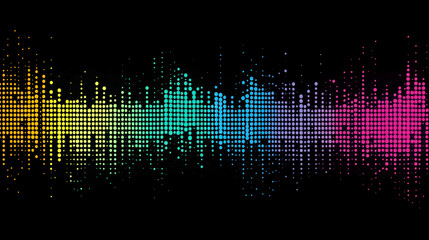 Colorful dotted sound waves. Vibrant equalizer graphic with a pixelated style