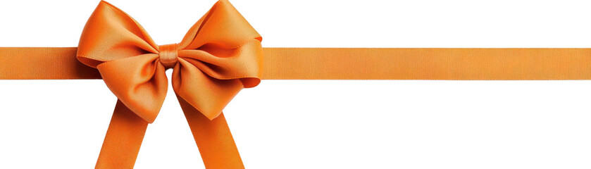 Elegant orange ribbon with a beautiful bow, perfect for gifts, decorations, and festive occasions  isolate on transparency background