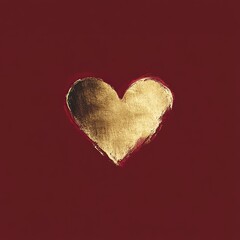 Golden heart shape painted on a red background.