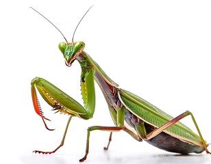 praying mantis isolated white background