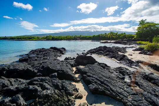 Fishing ponds at Kaloko-Honokohau National Historic Park at Kailua-Kona on the Big Island in Hawaii