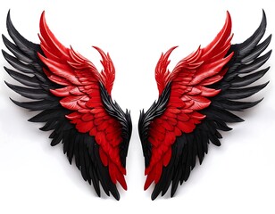Fototapeta premium isolated demon red black wings white background