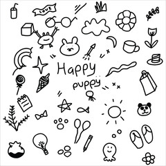 children drawing happy puppy doodle illustration