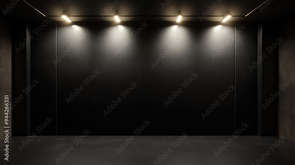 Poster 3d rendering of a dark background illuminated by overhead lighting