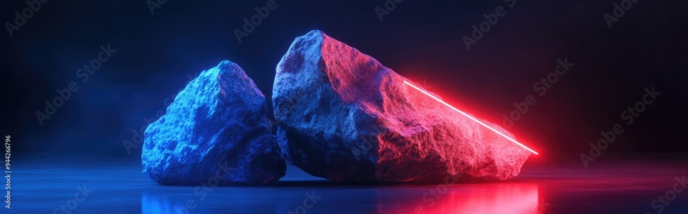Poster 3d rendered image of a rock model