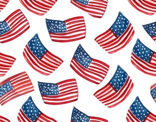 vector american flags seamless pattern watercolor style gift wrapping paper decoration display white background concept happy independence day