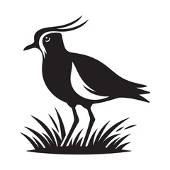 Southern Lapwing Silhouette Vector Illustration | High-Quality Bird Design