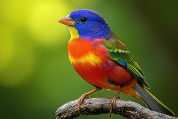Painted Bunting Bird. Most Colourful Bird of North America in its Natural Habitat