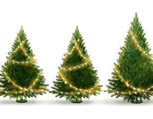 vector realistic isolated christmas tree borders fairy lights template decoration display white background concept happy new year merry christmas