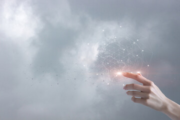 Global network and digital interaction.