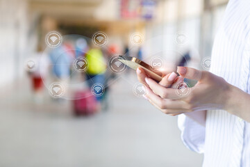 The concept of mobile technologies and wireless communications.