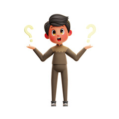 3d Character Boy Wondering Questions  illustration