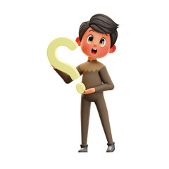 3d Character Boy Asking Questions  illustration