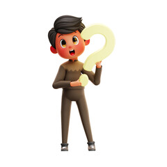 3d Character Boy Asking Questions  illustration