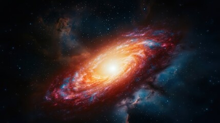 Fototapeta premium A stunning galactic scene showcasing vibrant colors and swirling cosmic elements, representing the beauty of the universe.