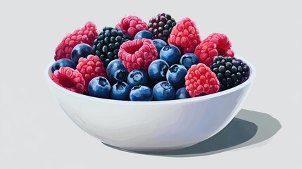 White Bowl Filled with Blueberries, Raspberries, and Blackberries