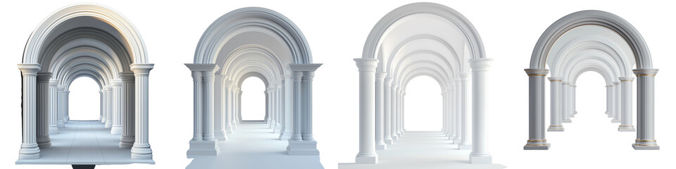 Fototapeta premium set of symmetrical archway design in a contemporary style, Sleek Symmetrical Archway in Contemporary Architecture, on a transparent backgrounds
