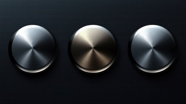 Crome Metal Buttons for Web Design. Shiny Metal Buttons in Background