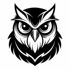 Owl head silhouette vector illustration