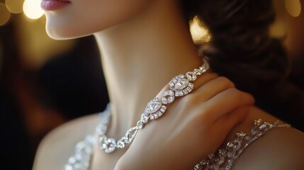 Elegant Diamond Necklace on a Woman's Neck