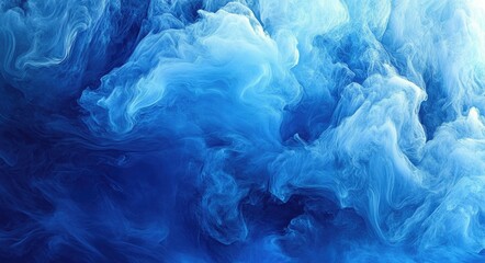 Fototapeta premium Indigo Meditation. Abstract Blue Sea Underwater Background with Swirling Smoke Wallpaper