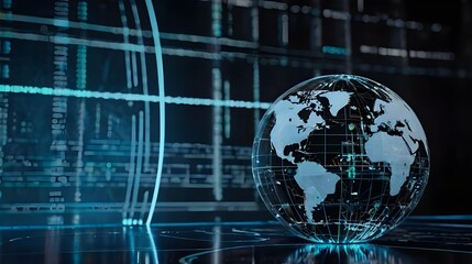 Fototapeta premium digital world map with binary code