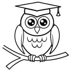 owl wearing a graduation cap graphic illustration 