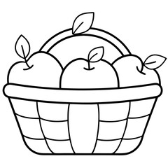 basket with fruit graphic illustration 