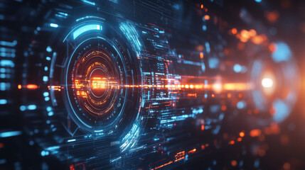 A futuristic hexagon abstract background designed to represent the analysis and automation of data in the realm of artificial intelligence and big data. The 3D design features interlocking hexagonal p