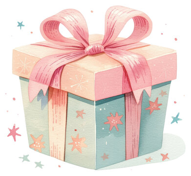 recommend clip art: PNG Whimsical pastel gift box illustration