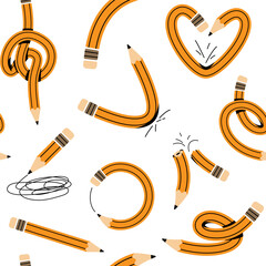 Pencil seamless pattern vector illustration. Back to school, education
