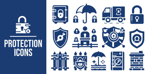 Security icons set Protection symbols. Security symbols vector illustration