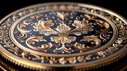 Gold and Black Floral Design Illustration