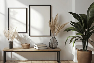 Mockup Frame in Halloween Interior with Autumn Decor, Poster Mockup, Fall Print Mock Up