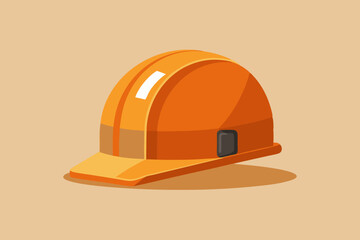 Image showcases an orange construction helmet on a beige background, illustrating construction safety gear with excellent detail and the importance of workplace safety equipment.
