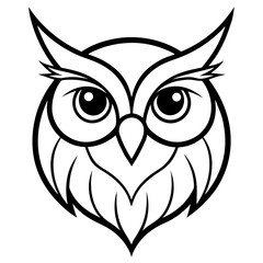 Owl head silhouette vector illustration on white bckground