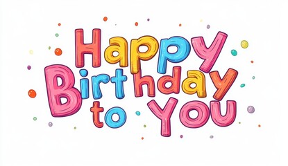 "Happy Birthday to You" in colorful letters isolated on a white background Generative AI