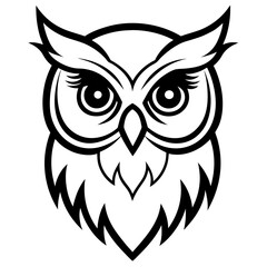 Owl head silhouette vector illustration on white bckground