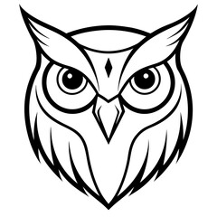 Owl head silhouette vector illustration on white bckground