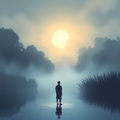silhouette of a person in the mountains