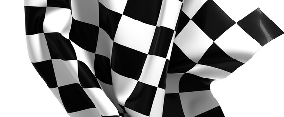 The checkered flag waves signifying victory and the thrill of the finish line