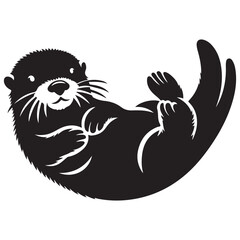 Otter Silhouette Illustration White Background