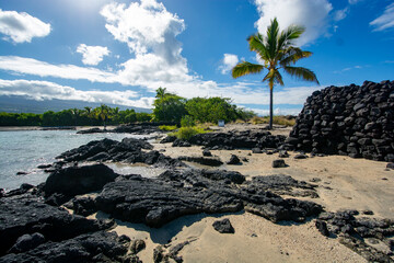 Fishing ponds at Kaloko-Honokohau National Historic Park at Kailua-Kona on the Big Island in Hawaii